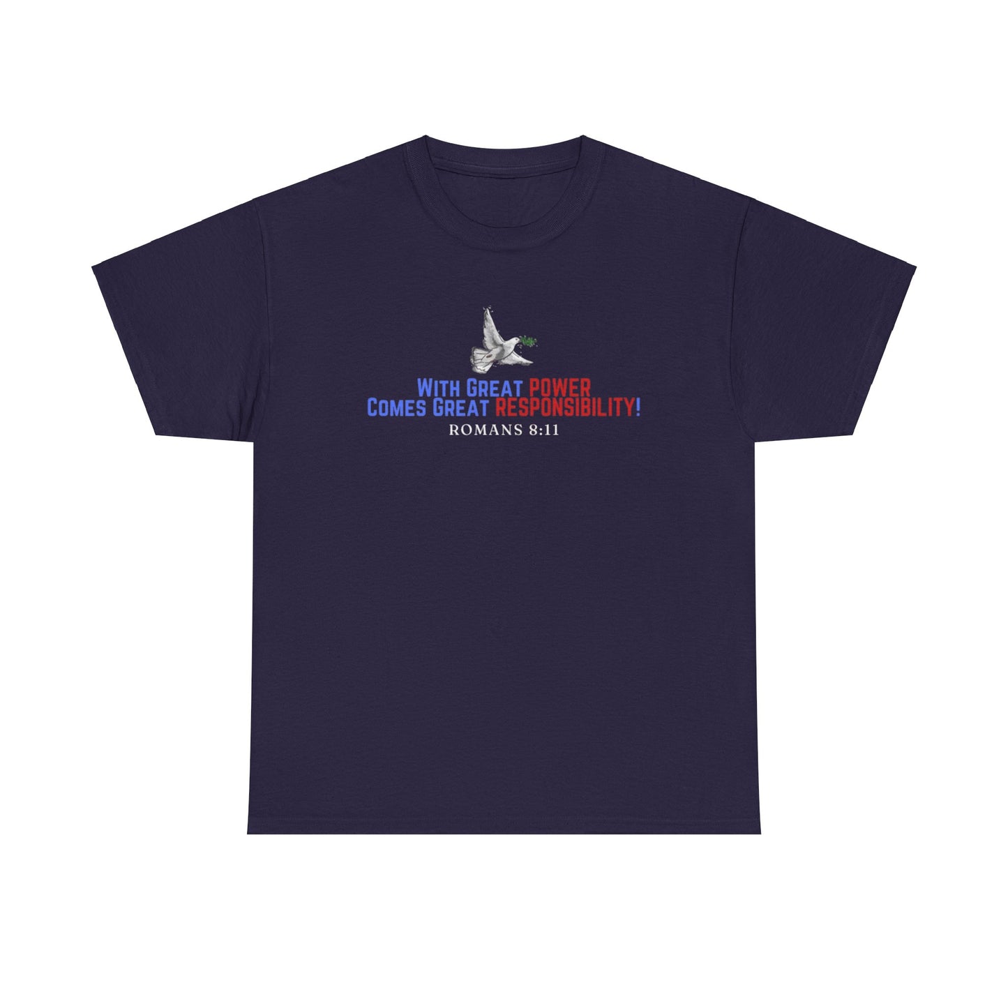 Christian Power Spider-Man Themed Tee (With Great Power Comes Great Responsibility - Romans 8:11)