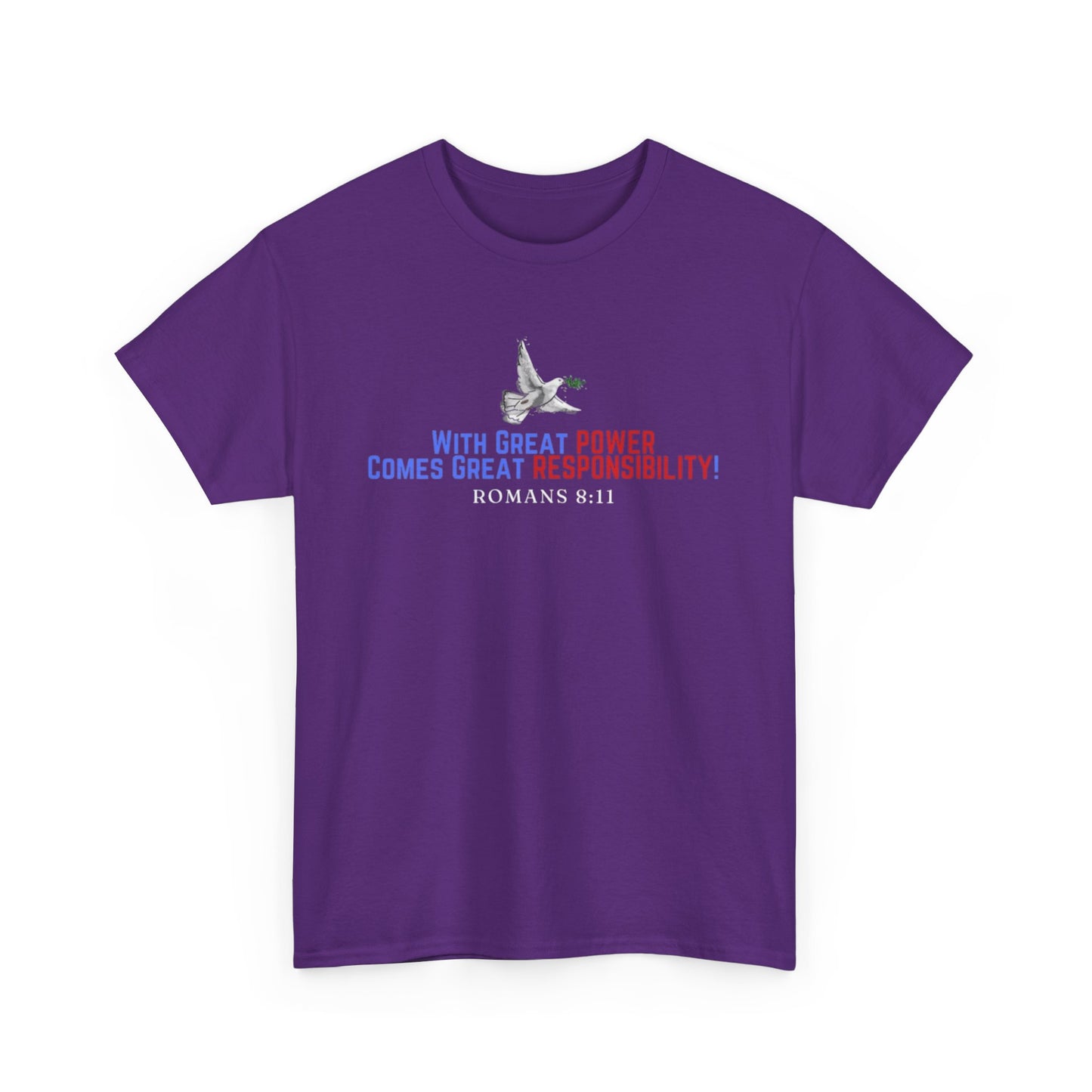 Christian Power Spider-Man Themed Tee (With Great Power Comes Great Responsibility - Romans 8:11)